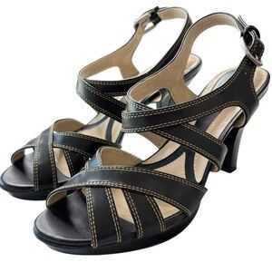 NATURALIZER Dhani Strappy Black Platform Dressy Heels Sandals Womens Shoe Sz 9
